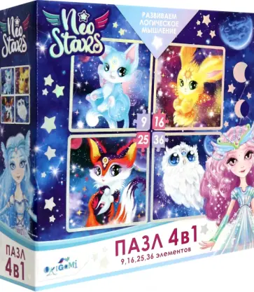 Пазл 4 в1 Neo Stars. Любимые питомцы Пазл 4 в1 Neo Stars. Любимые питомцы обложка книги