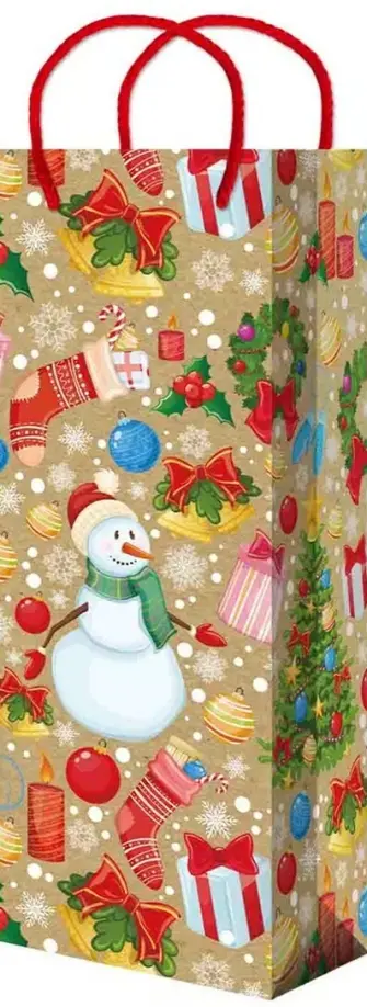 Пакет новогодний ламинированный, крафтовый обложка книги