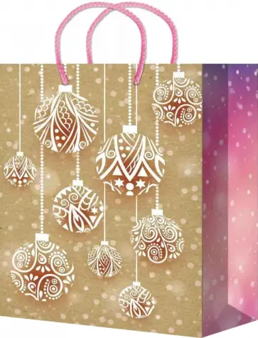 Пакет новогодний ламинированный, крафтовый обложка книги