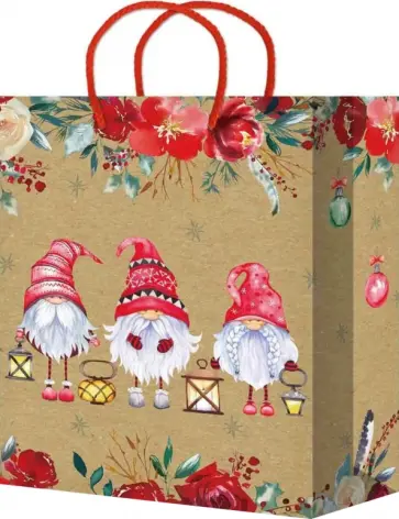 Пакет новогодний ламинированный, крафтовый обложка книги