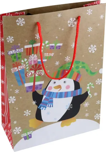 Пакет новогодний ламинированный, крафтовый обложка книги