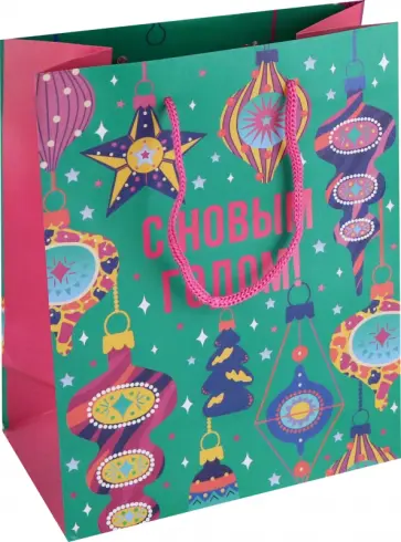 Пакет подарочный Новогодние игрушки обложка книги