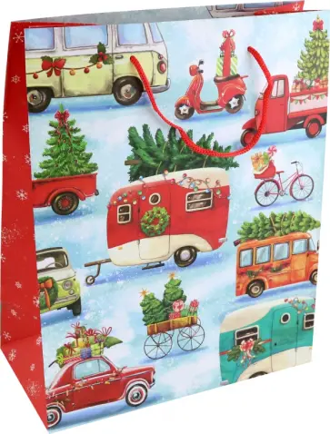 Пакет подарочный Машины с елками обложка книги