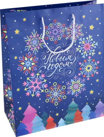 Пакет подарочный Снежинки обложка книги