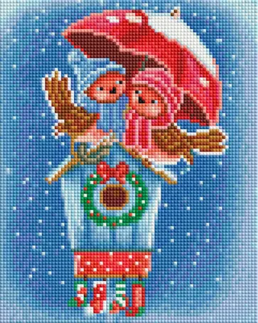 Алмазная мозаика Птички под зонтом, 33 цвета обложка книги