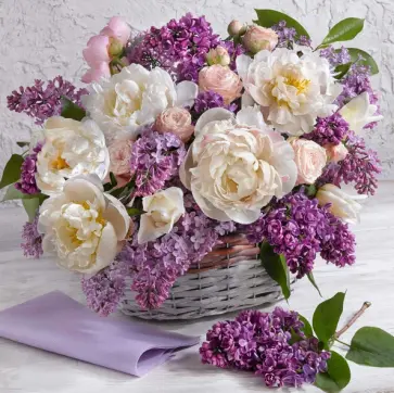 Алмазная мозаика Букет из пионов и сирени обложка книги