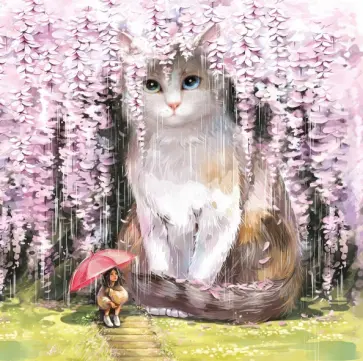 Алмазная мозаика Кот в сакуре обложка книги