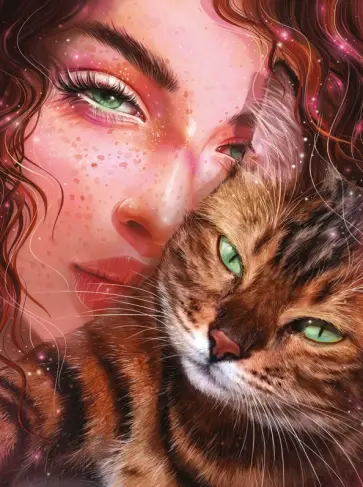 Алмазная мозаика Девушка с котом обложка книги