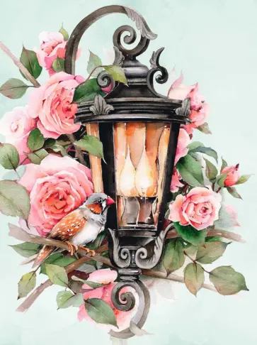 Алмазная мозаика Фонарь в цветах обложка книги