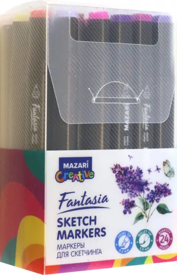 Набор маркеров двусторонних Flowers colors, 24 цвета обложка книги