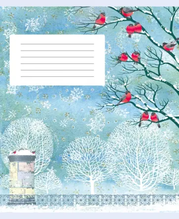 Тетрадь Зимний пейзаж, 24 листа, линия, в ассортименте обложка книги