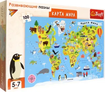 Пазлы развивающие Карта мира, 100 деталей обложка книги