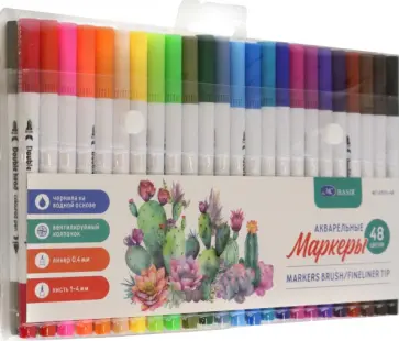 Набор маркеров, 48 цветов, линер-кисть обложка книги