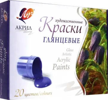 Краски акриловые художественные глянцевые, 20 цветов обложка книги
