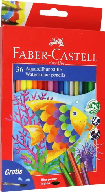 Карандаши цветные акварельные Рыбки, 36 цветов обложка книги