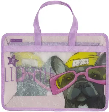 Папка-портфель на молнии Псы на стиле. Бульдог, А4 обложка книги