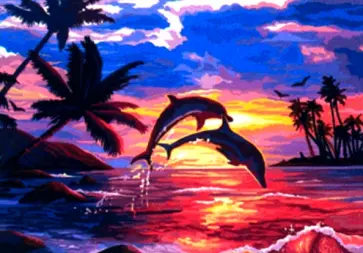 Картина по номерам на холсте с подрамником Игра дельфинов обложка книги