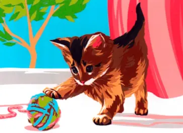 Картина по номерам на холсте Котёнок с клубком обложка книги