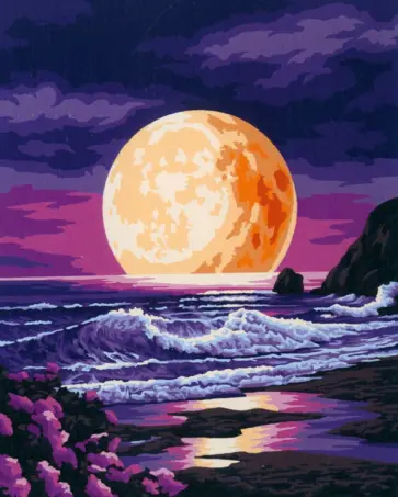 Картина по номерам на холсте Луна на закате обложка книги