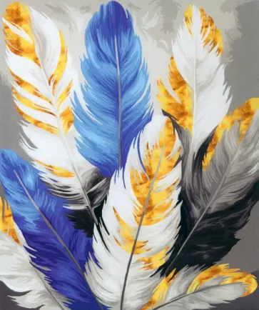Картина по номерам с золотой краской Перья обложка книги