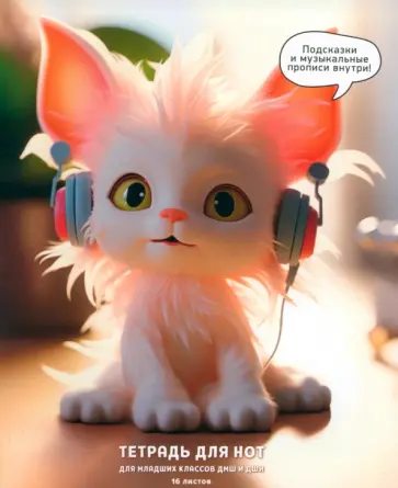 Тетрадь для нот Ушастик, 16 листов, А5 обложка книги