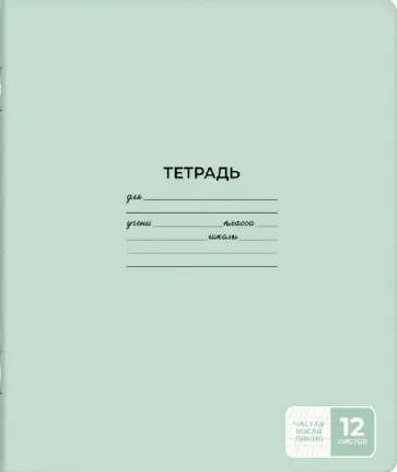 Тетрадь школьная ученическая, А5+, 12 листов, косая частая линия Тетрадь школьная ученическая, А5+, 12 листов, косая частая линия обложка книги